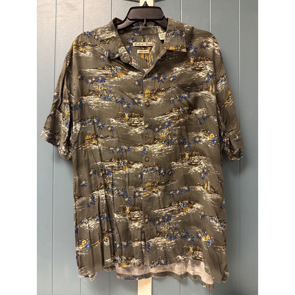 Batek Bay XXL Mens Island Hawaiian Camp Shirt Palm‎ Tree Vacation Casual